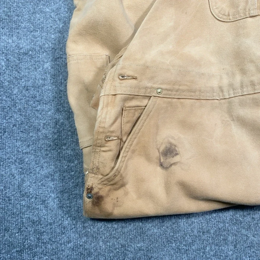 VTG Carhartt Double Knee Quilt Lined Bib Overalls 48x30 Union USA Made Canvas‎